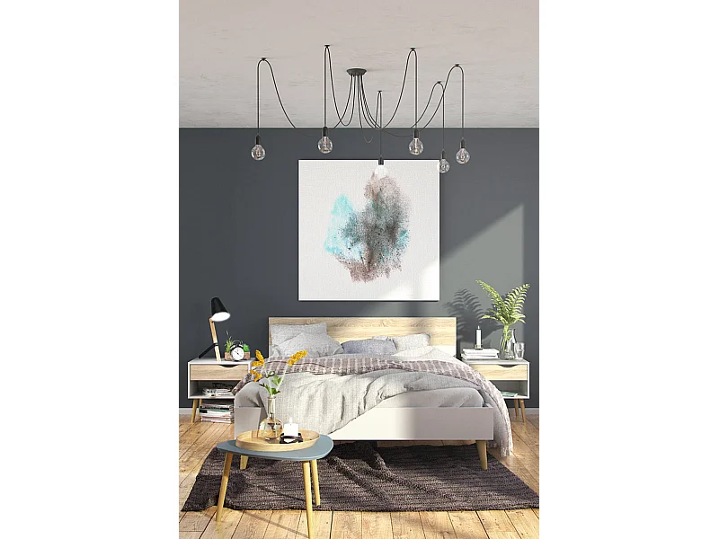 Napoli Nachttisch mit 1 Schublade und 1 Ablage weiss/eiche.