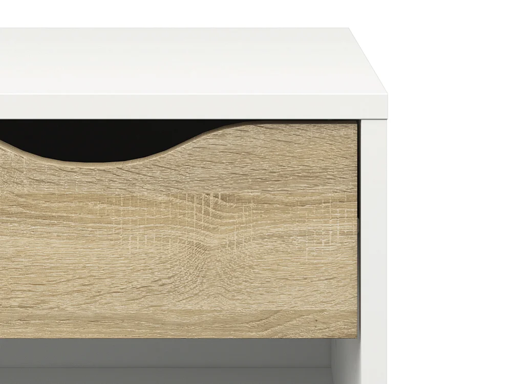 Table de chevet 1 tiroir, 1 niche blanc et décor chêne L50,2 cm - BILLUND
