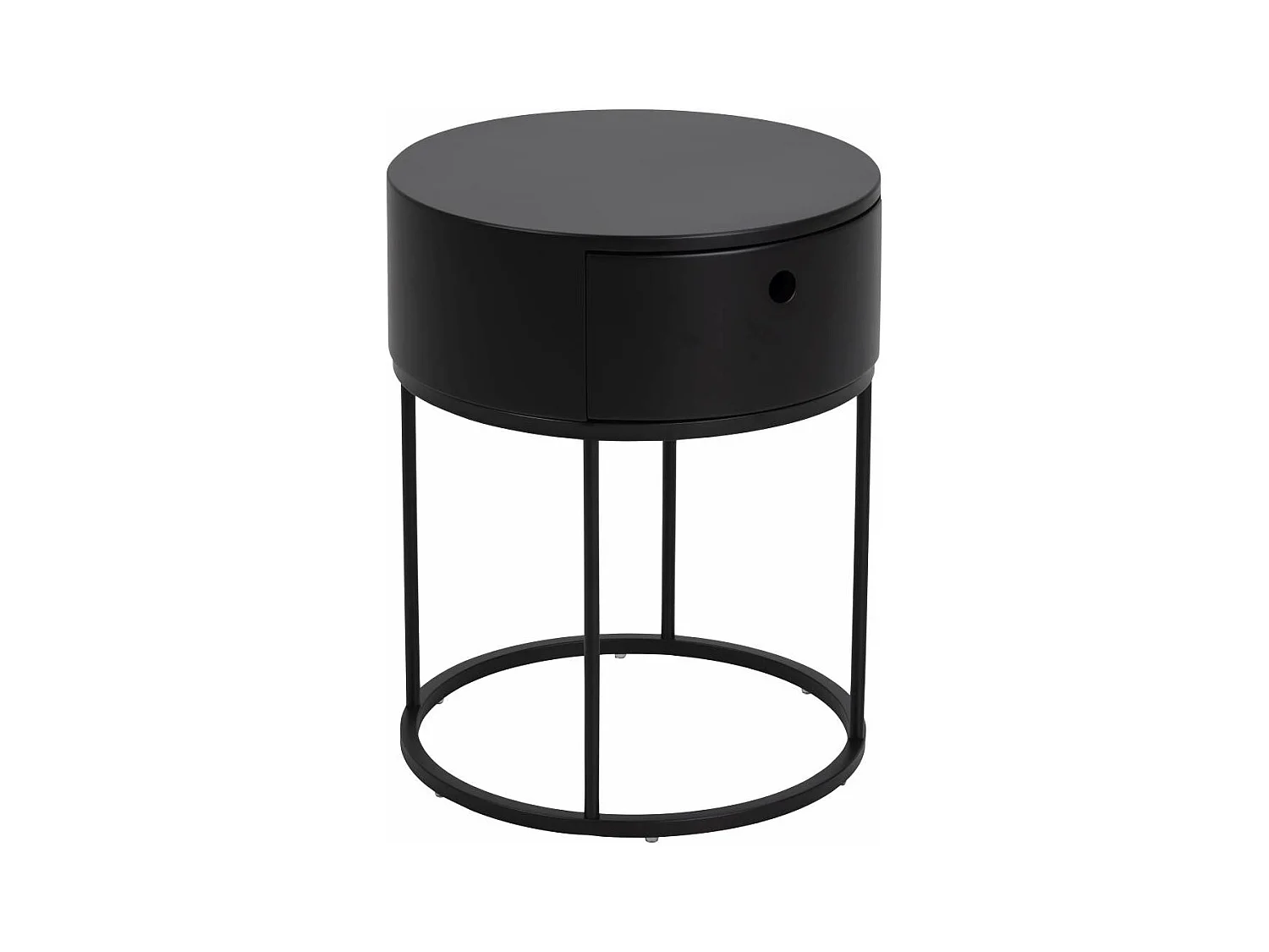Polo Nachttisch Ø40cm1 Schublade schwarz.