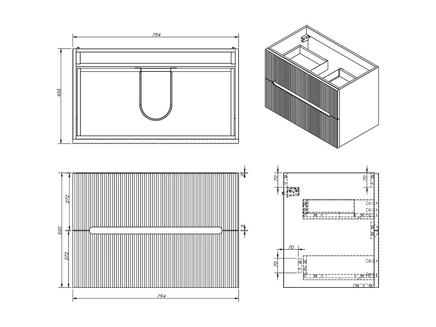 Mueble flotante bajo lavabo terracota - 120 cm - PAVANI