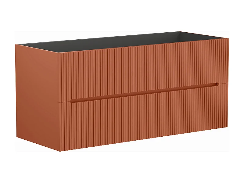 Meuble sous vasque suspendu strié terracotta - 120 cm - PAVANI