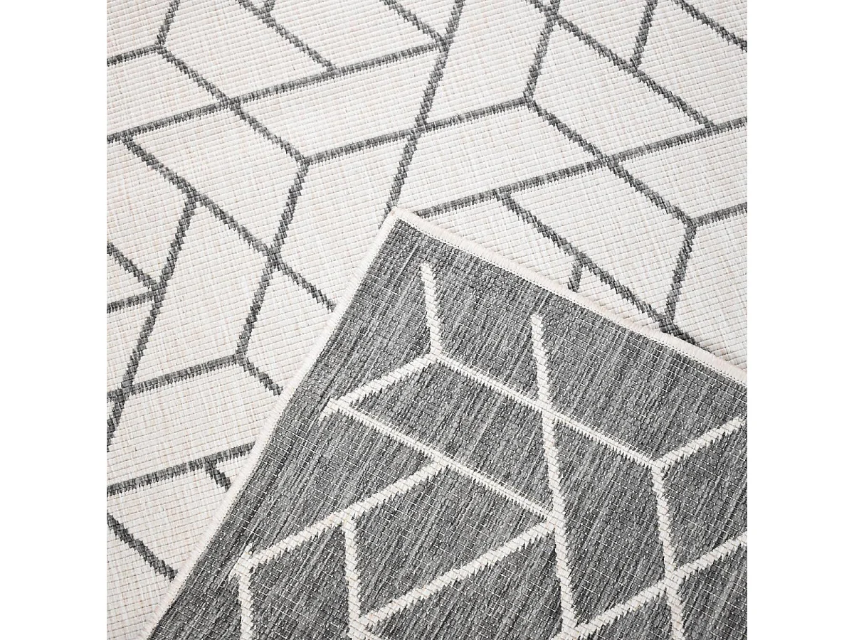 Tappeto da esterno, kilim reversibile 80x150 EX1 BRI grigio e crema