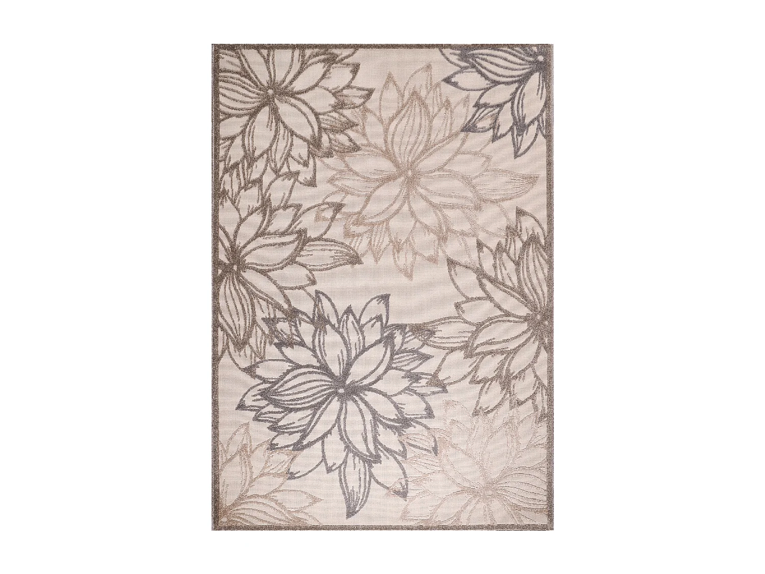 Tapis extérieur 60x110 tissé kilim marron et crème CHIMEKO