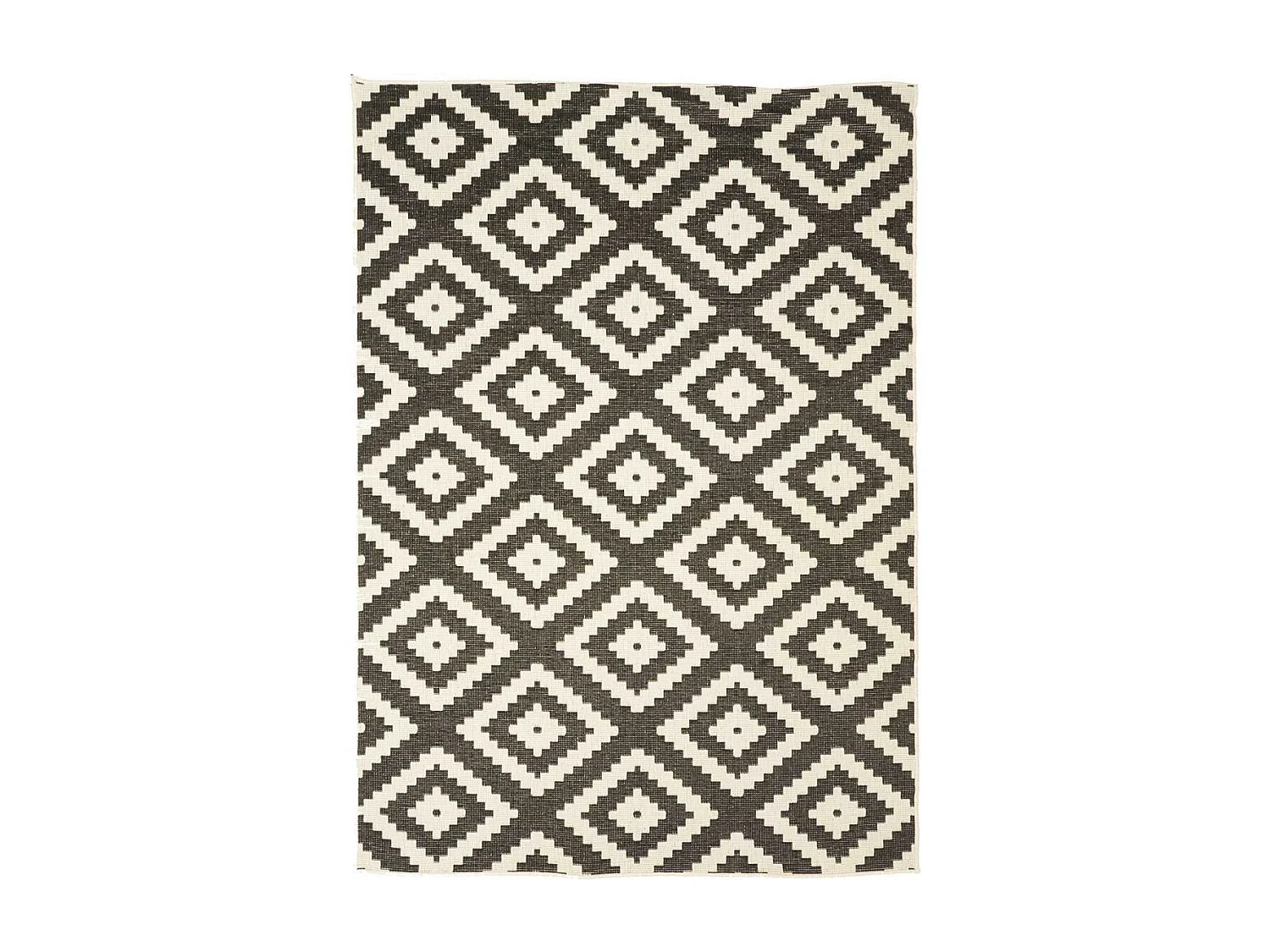 Tapis extérieur, kilim reversible 140x200 LYN2 AY REVERSIBLE noir et crème