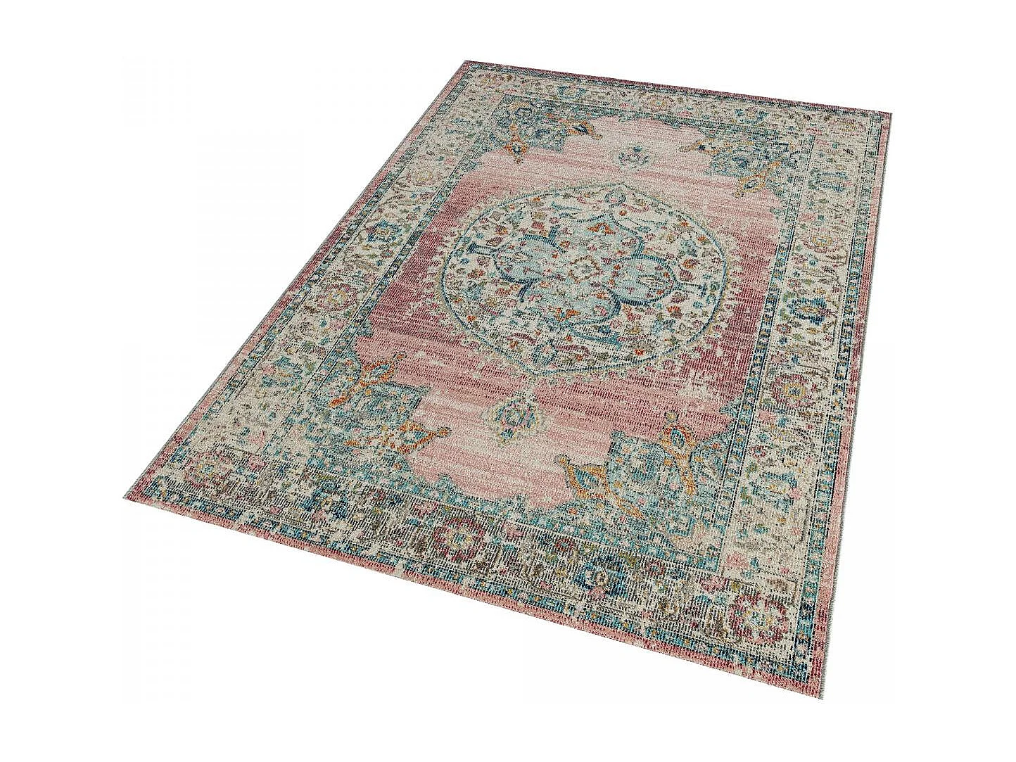Tappeto da esterno 200x290 tessuto kilim blu e rosa SALOUT A