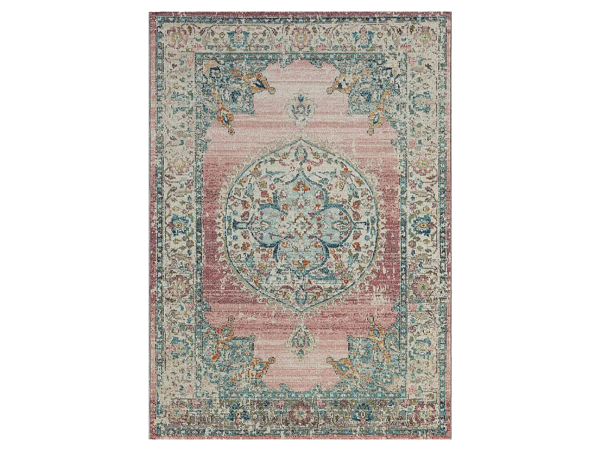 Tappeto da esterno 200x290 tessuto kilim blu e rosa SALOUT A
