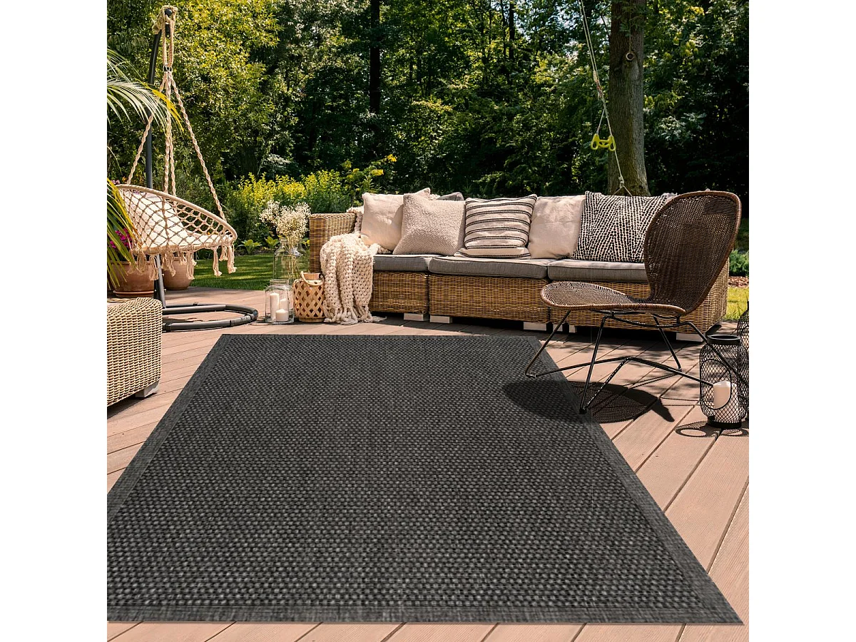 Tapis extérieur 160x230 tissé kilim gris LYN45 SUNSAU 7