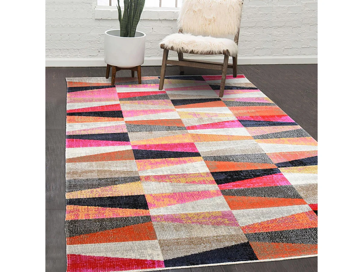 Tapis extérieur 150x220 tissé kilim rouge et beige EXT CONTO