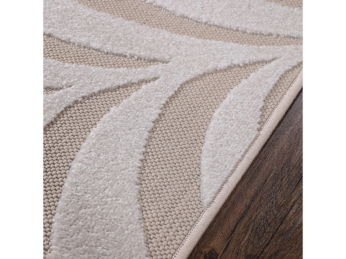 Tapis extérieur Ø120cm rond tissé kilim crème CHIMEK