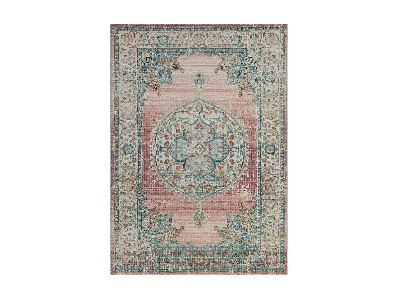 Tapis extérieur 80x150 tissé kilim bleu et ros SALOUT A