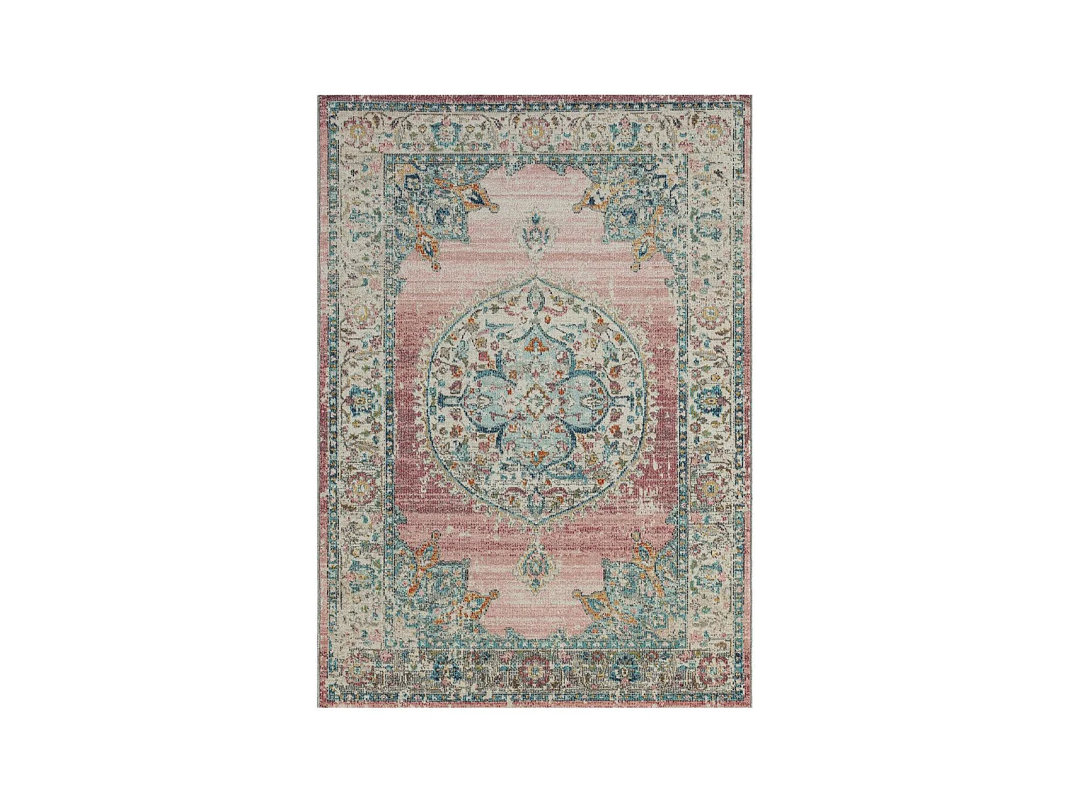 Tapis extérieur 80x150 tissé kilim bleu et ros SALOUT A