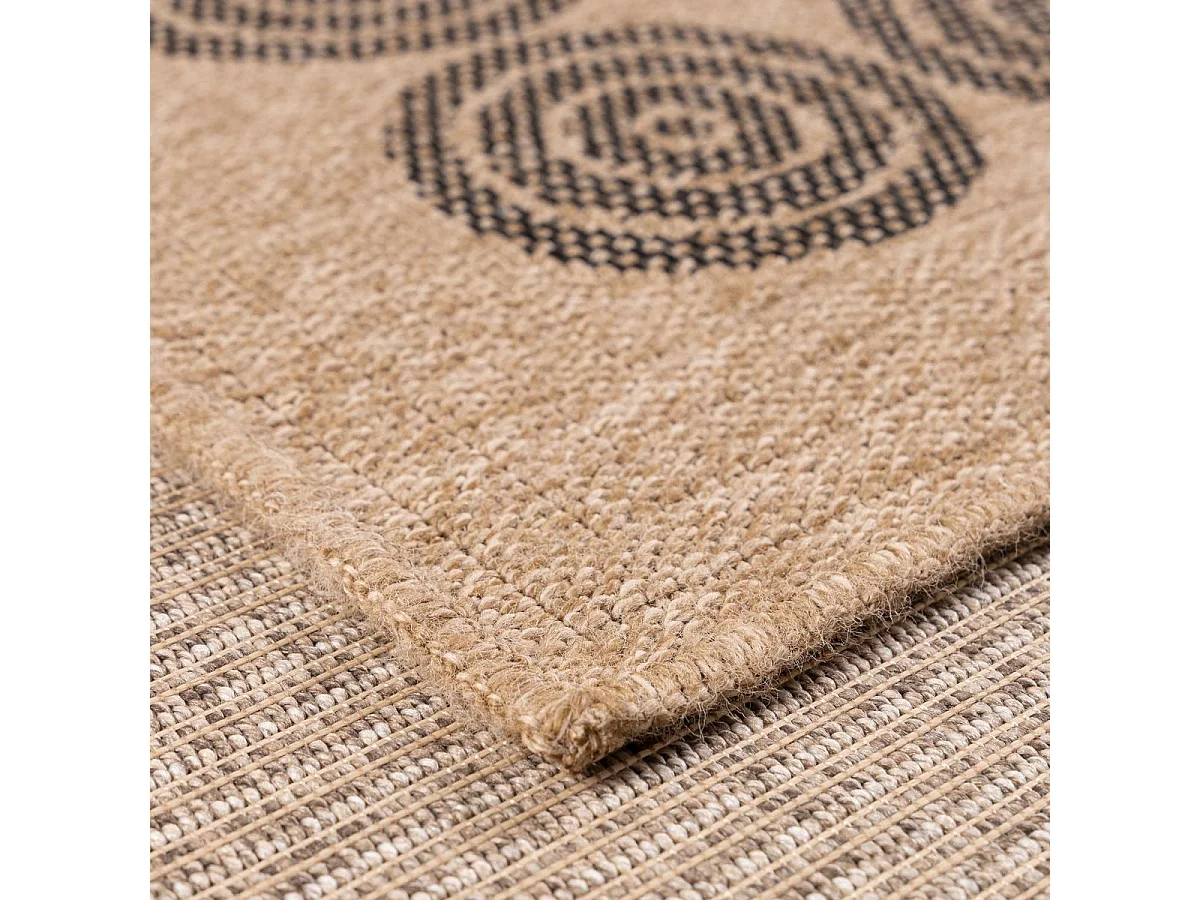 Tapis extérieur 200x290 tissé kilim beige et noir JUTE ART 8