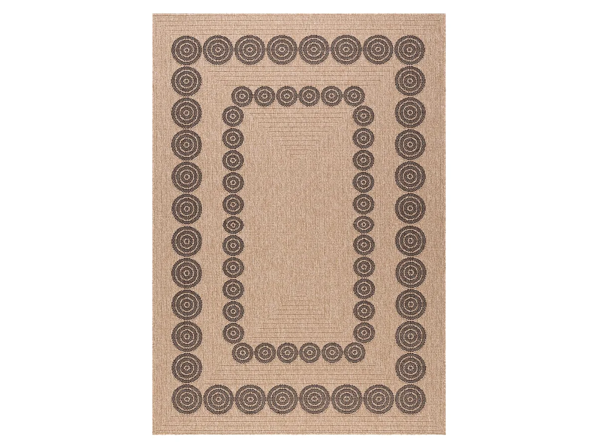 Tapis extérieur 200x290 tissé kilim beige et noir JUTE ART 8