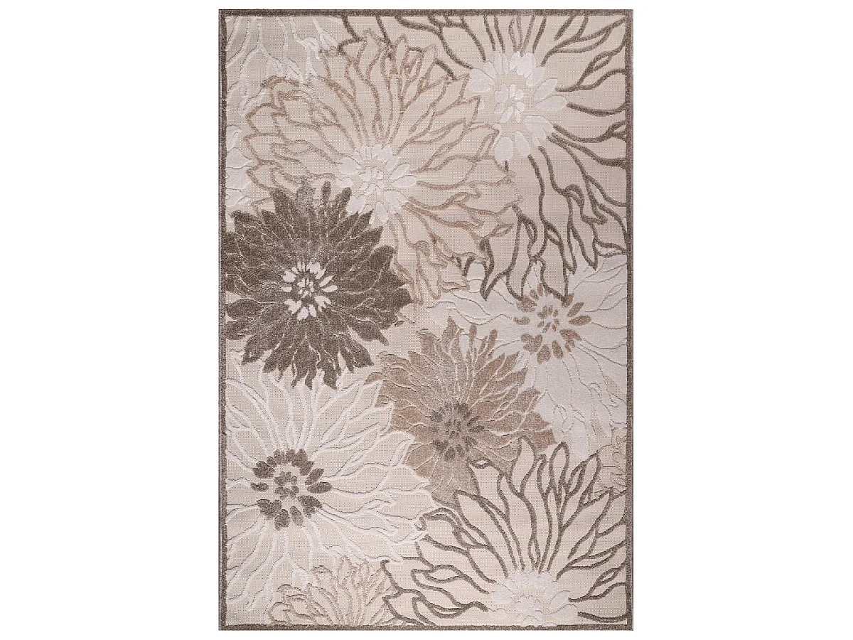 Tapis extérieur 140x200 tissé kilim crème CHIMEKA