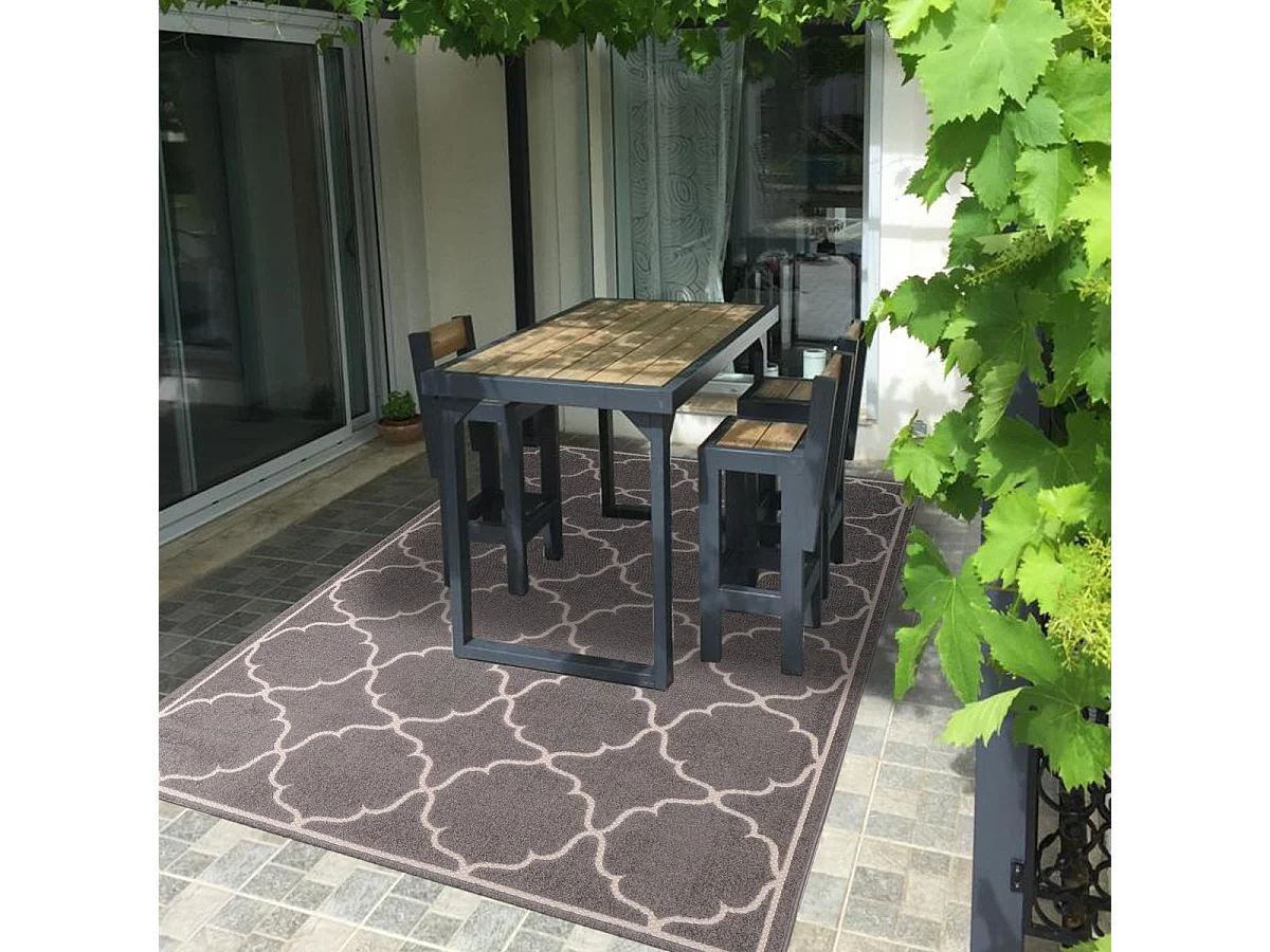 Tapis extérieur 160x230 tissé kilim gris clair KUMA