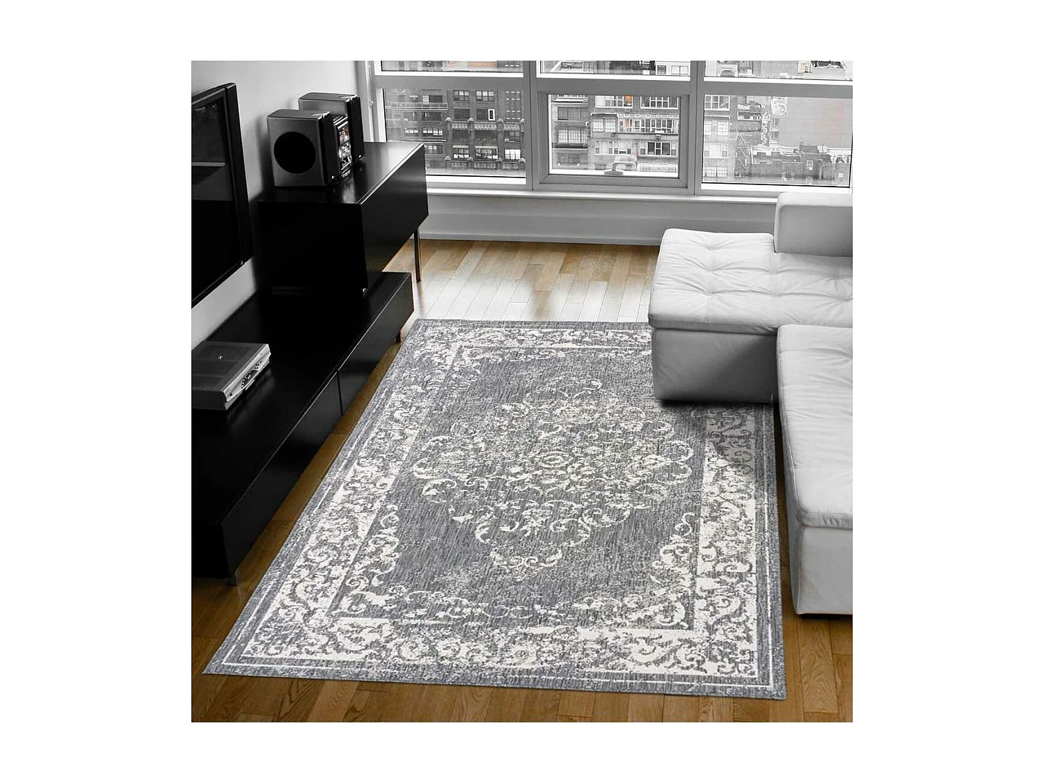 Tapis extérieur, kilim reversible 60x110 LYN2 AP REVERSIBLE gris