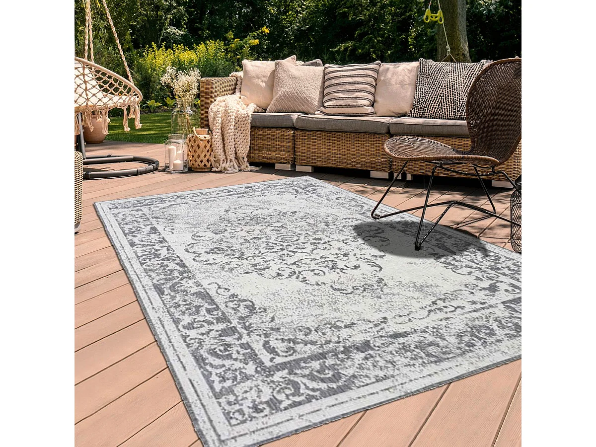 Tapis extérieur, kilim reversible 60x110 LYN2 AP REVERSIBLE gris