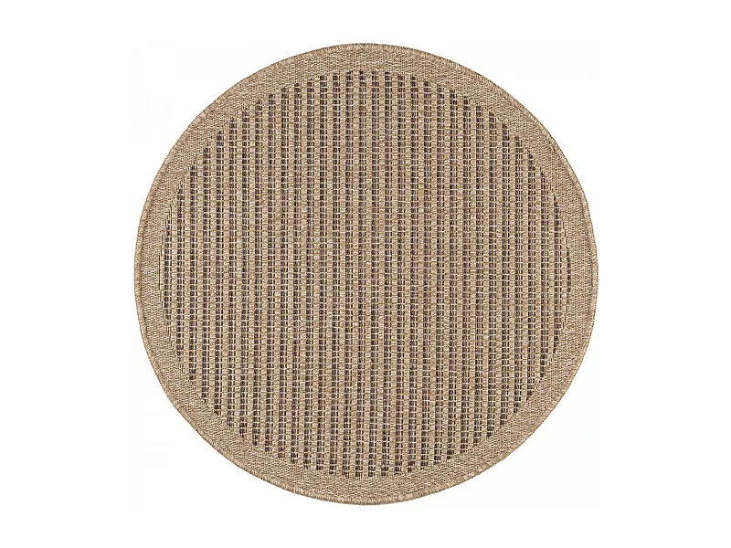 Tapis extérieur Ø160cm rond tissé kilim marron JUTE ART