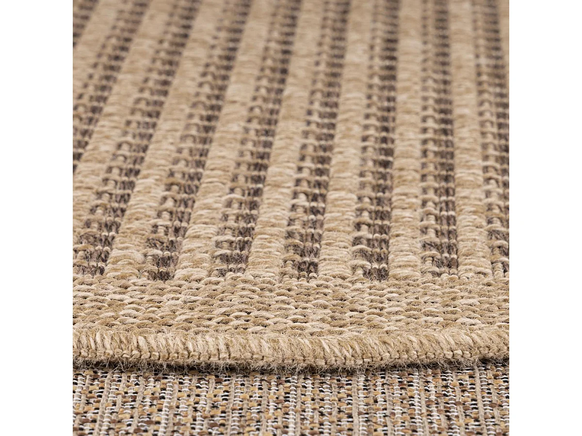 Tapis extérieur Ø160cm rond tissé kilim marron JUTE ART