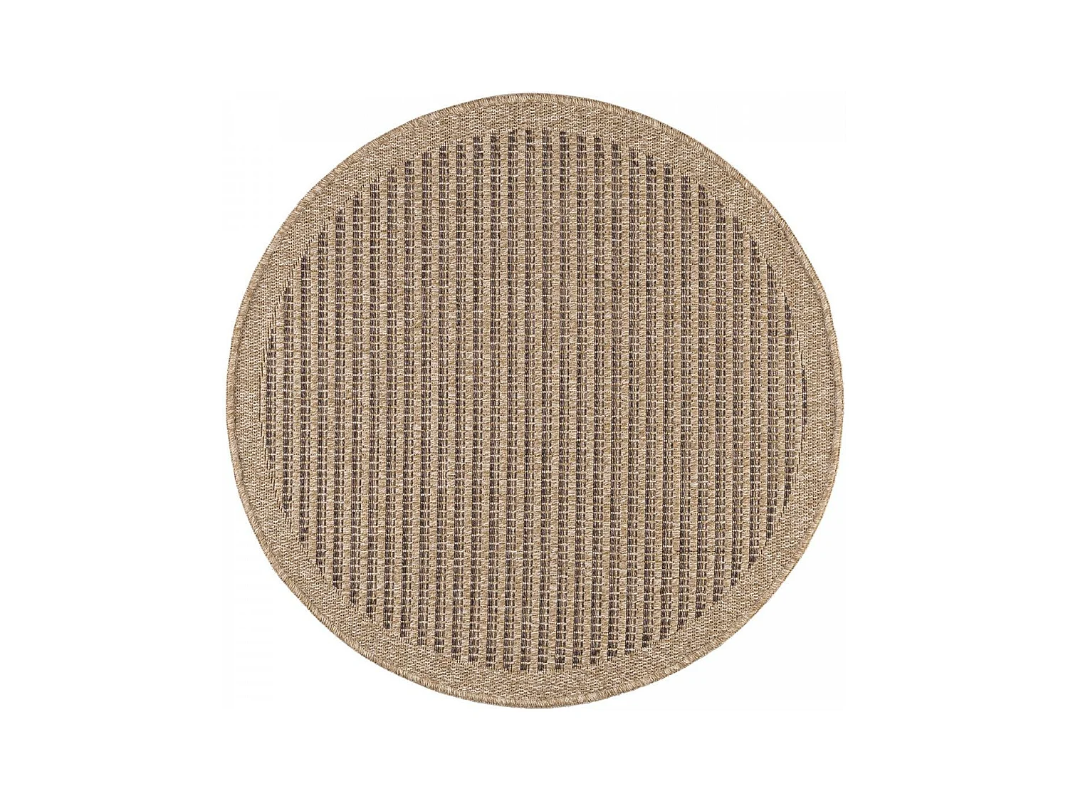 Tapis extérieur Ø160cm rond tissé kilim marron JUTE ART