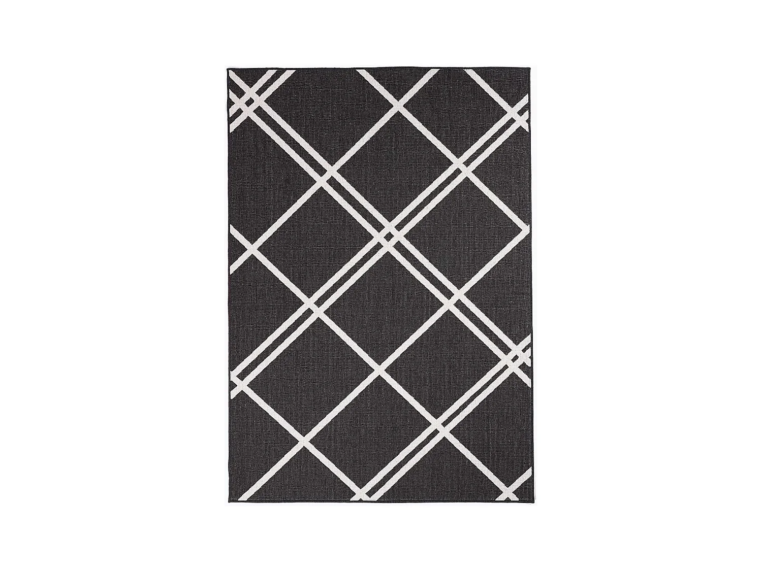 Tapis extérieur, kilim reversible 120x170 LYN2 AB REVERSIBLE noir et crème