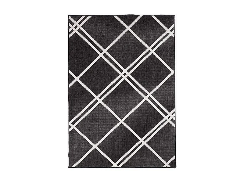 Tapis extérieur, kilim reversible 120x170 LYN2 AB REVERSIBLE noir et crème