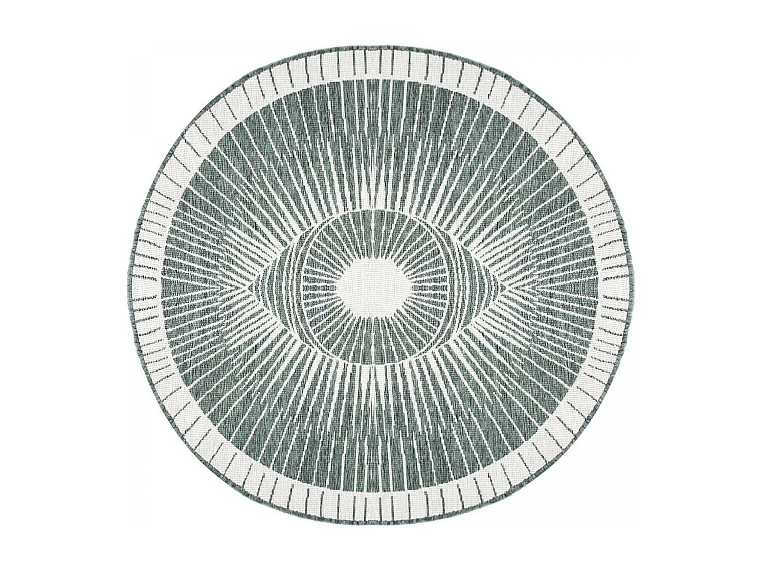 Tapis rond d'extérieur, kilim reversible Ø160cm LYN2 B ROND REVERSIBLE vert et crème