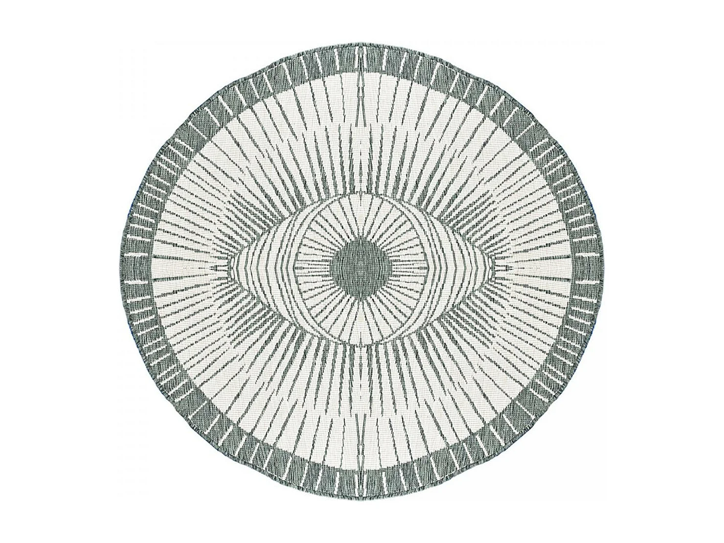 Tapis rond d'extérieur, kilim reversible Ø160cm LYN2 B ROND REVERSIBLE vert et crème