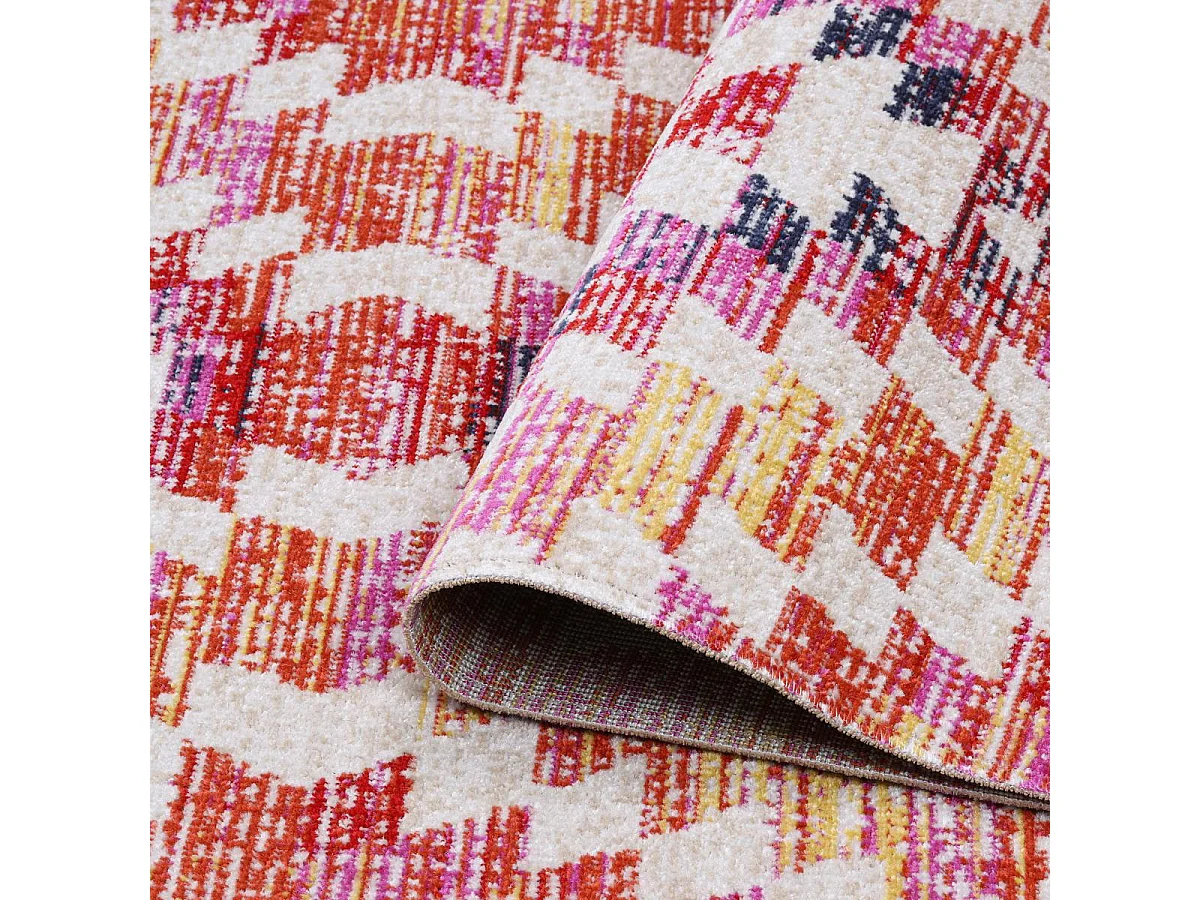 Tapis extérieur 120x170 tissé kilim rose et rouge SANDRINE