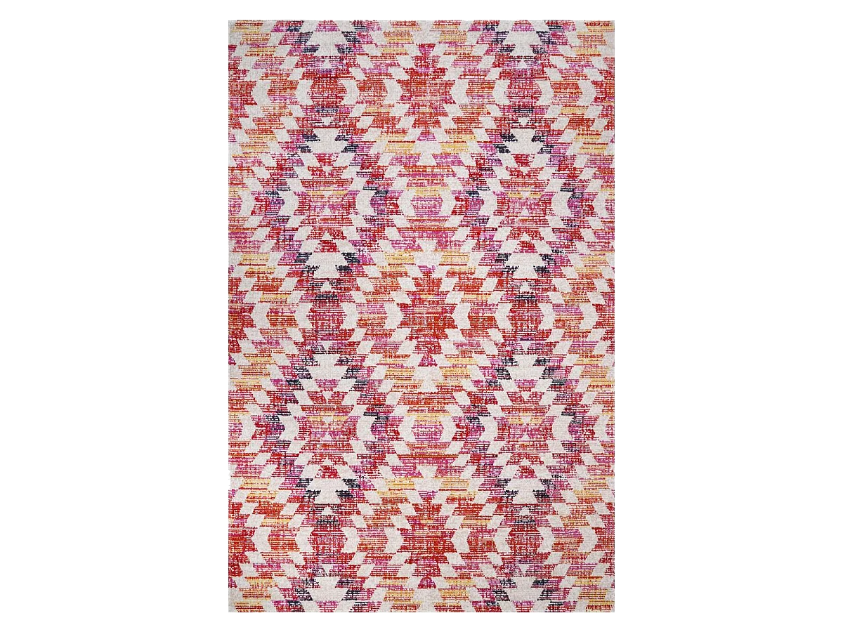 Tapis extérieur 120x170 tissé kilim rose et rouge SANDRINE