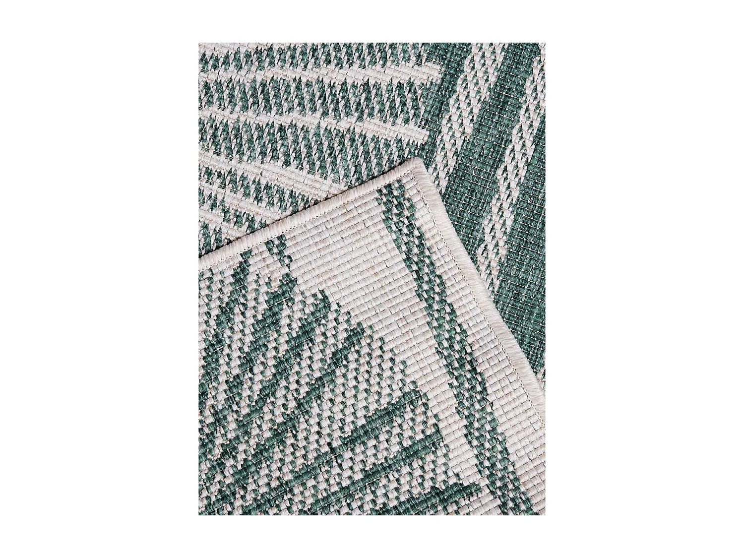 Tapis extérieur, kilim reversible 200x290 LYN2 AX REVERSIBLE vert et crème