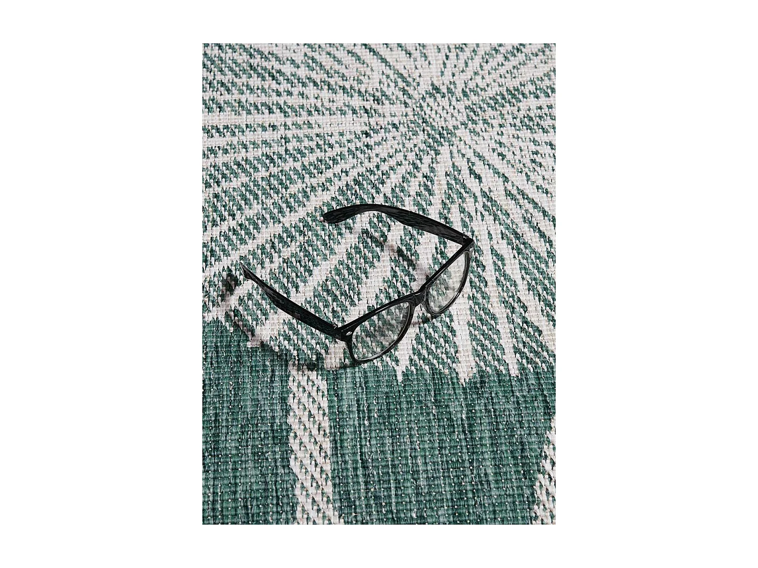 Tapis extérieur, kilim reversible 200x290 LYN2 AX REVERSIBLE vert et crème