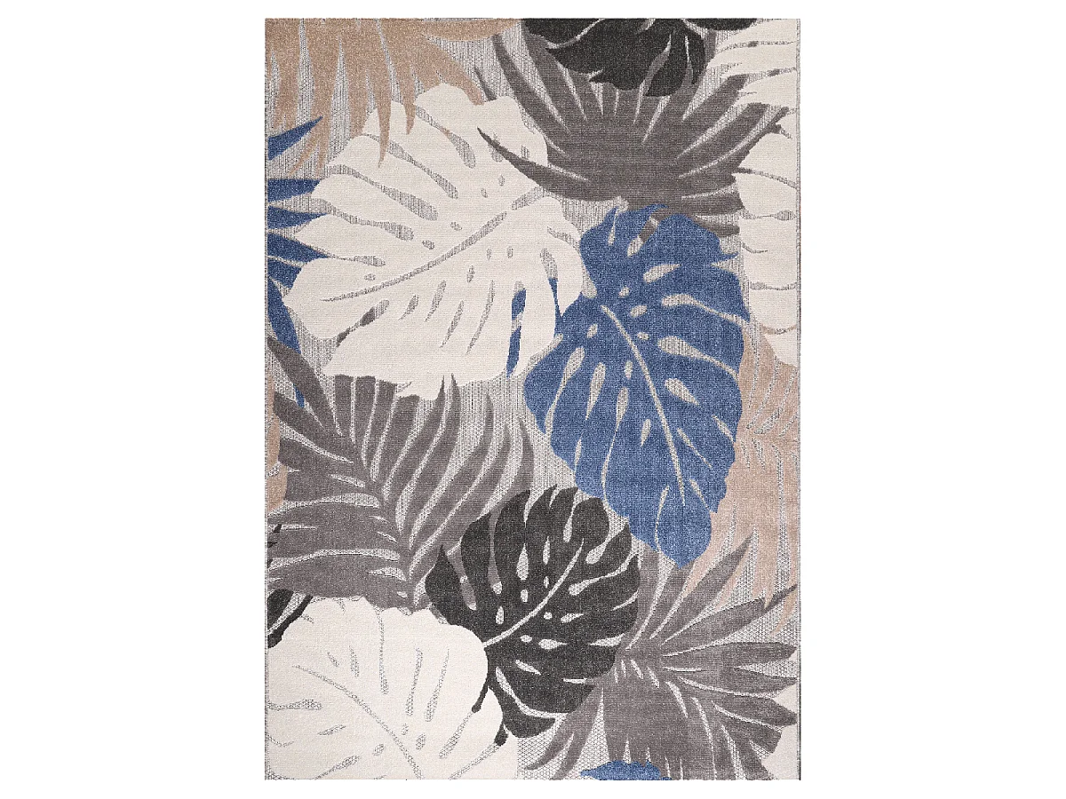 Tapis extérieur Ø200cm rond tissé kilim beige CHIMEKI