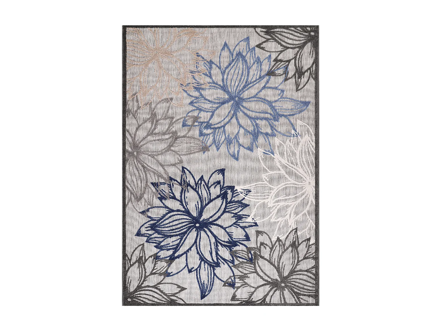 Tappeto da esterno 140x200 tessuto kilim grigio e blu CHIMEKO