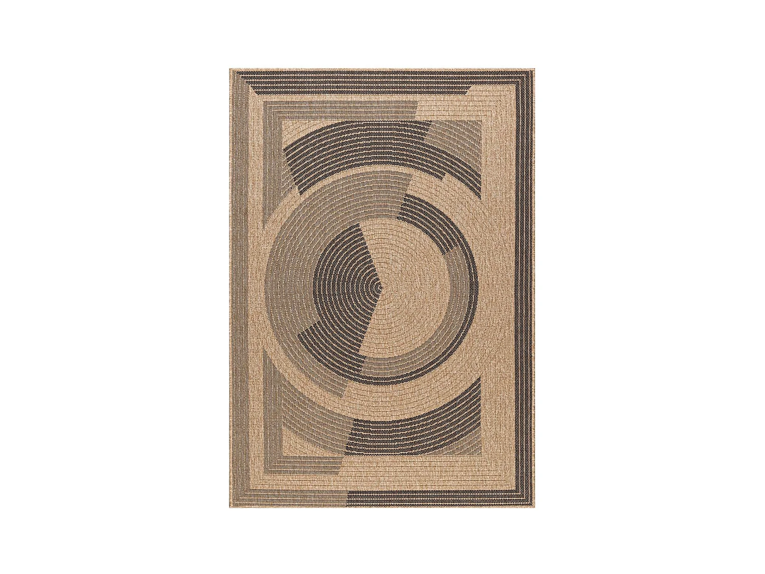 Tapis extérieur 120x170 tissé kilim beige et noir JUTE ART 7