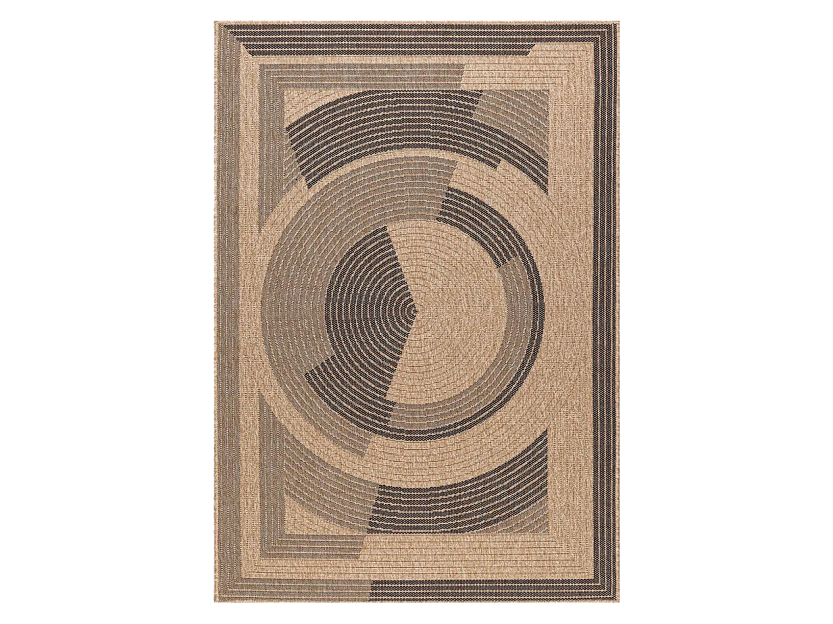 Tapis extérieur 120x170 tissé kilim beige et noir JUTE ART 7