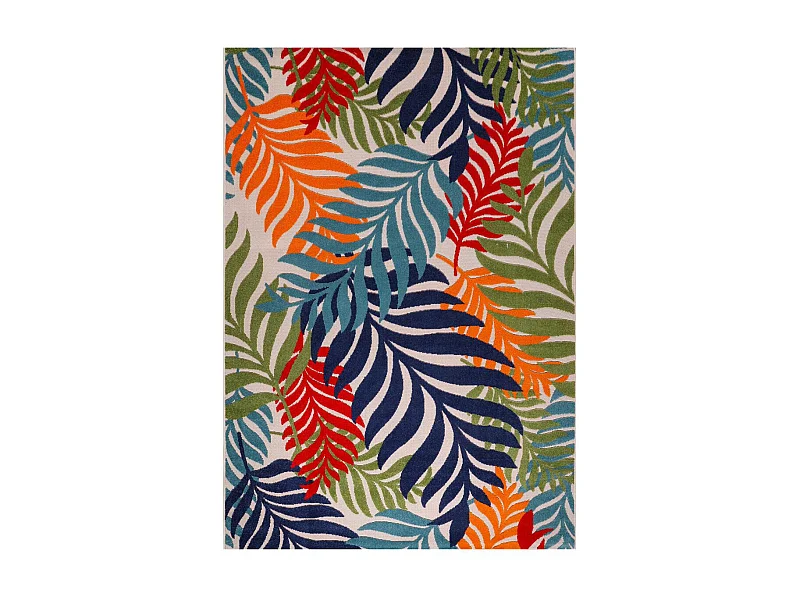 Tapis extérieur 200x290 tissé kilim bleu et rouge CHIMEK