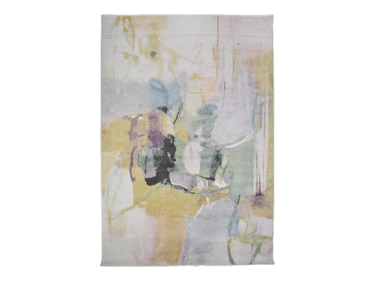 tapis cuisine 120x170 tissé beige et marron rectangle motif abstrait CLANDA