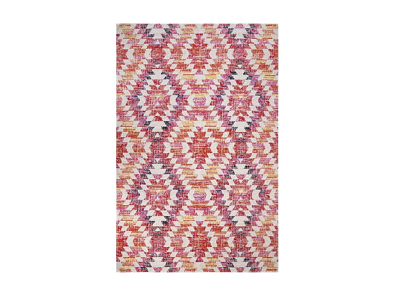 Tapis extérieur 150x220 tissé kilim rose et rouge SANDRINE