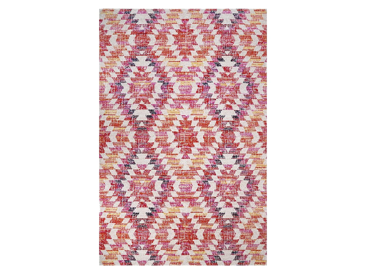 Tapis extérieur 150x220 tissé kilim rose et rouge SANDRINE