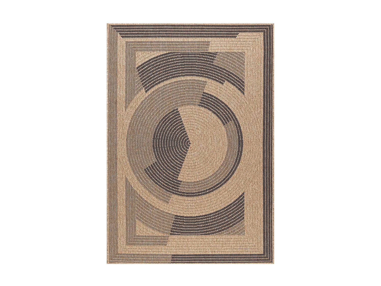 Tapis extérieur 200x290 tissé kilim beige et noir JUTE ART 7
