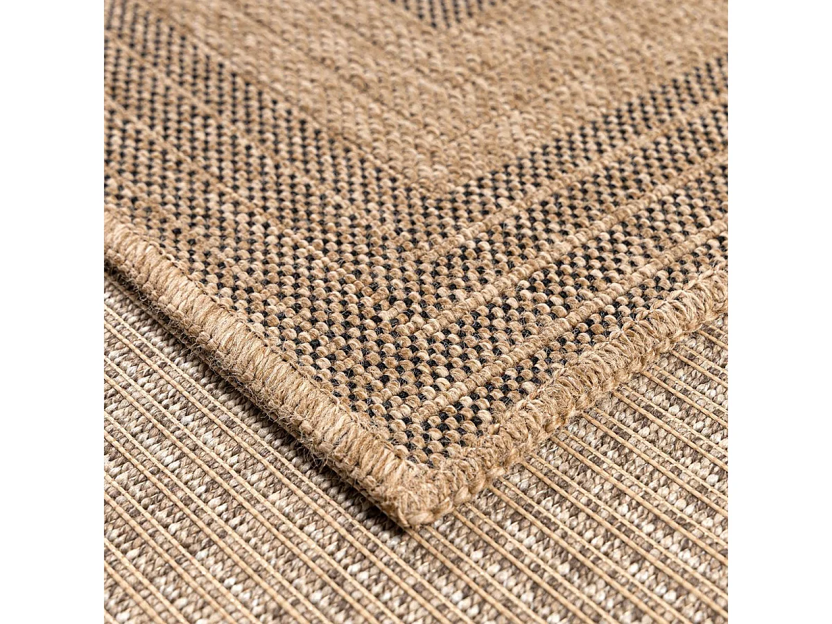 Tappeto da esterno 200x290 tessuto kilim beige e nero JUTE ART 7