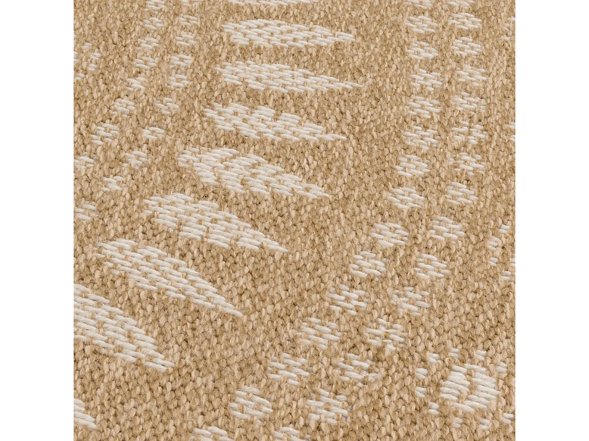 Tapis rond d'extérieur Ø80cm tissé kilim beige et blanc JUTE ART 6