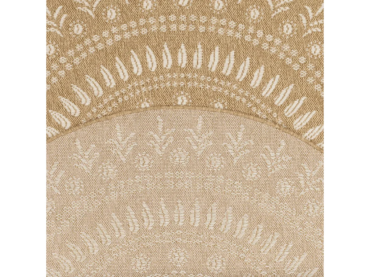 Tapis rond d'extérieur Ø80cm tissé kilim beige et blanc JUTE ART 6