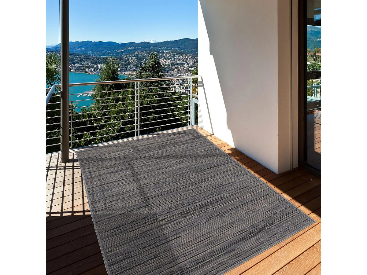 Tappeto da esterno 200x290 tessuto kilim grigio e marrone LYN45 SUNSAU