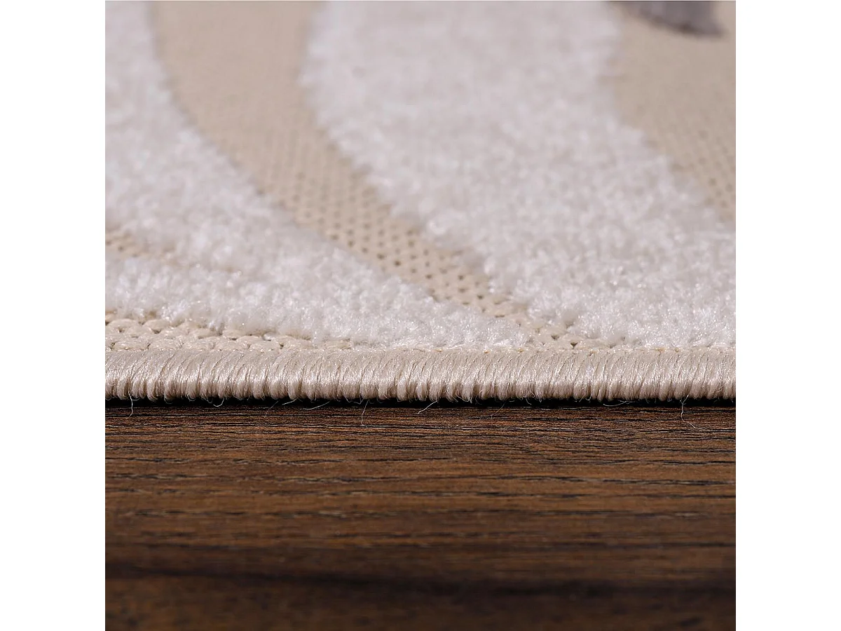 Tapis extérieur Ø200cm rond tissé kilim crème CHIMEK