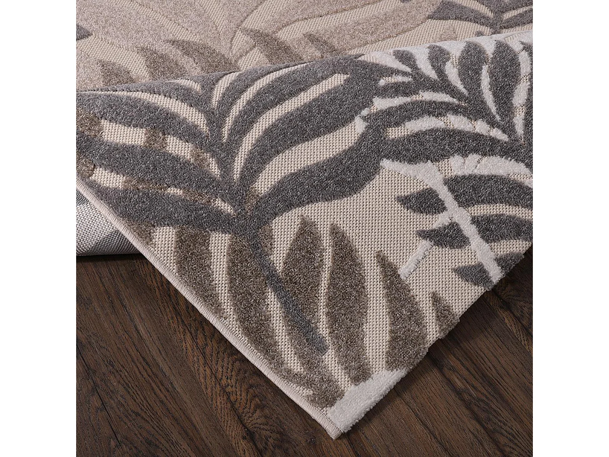 Tapis rond d'extérieur Ø200cm tissé kilim crème CHIMEK