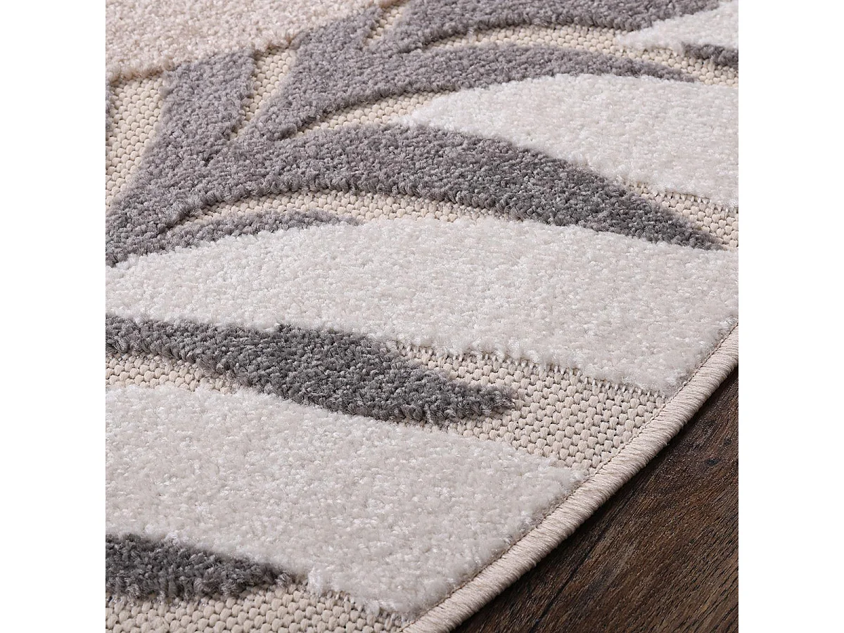 Tapis rond d'extérieur Ø200cm tissé kilim crème CHIMEK
