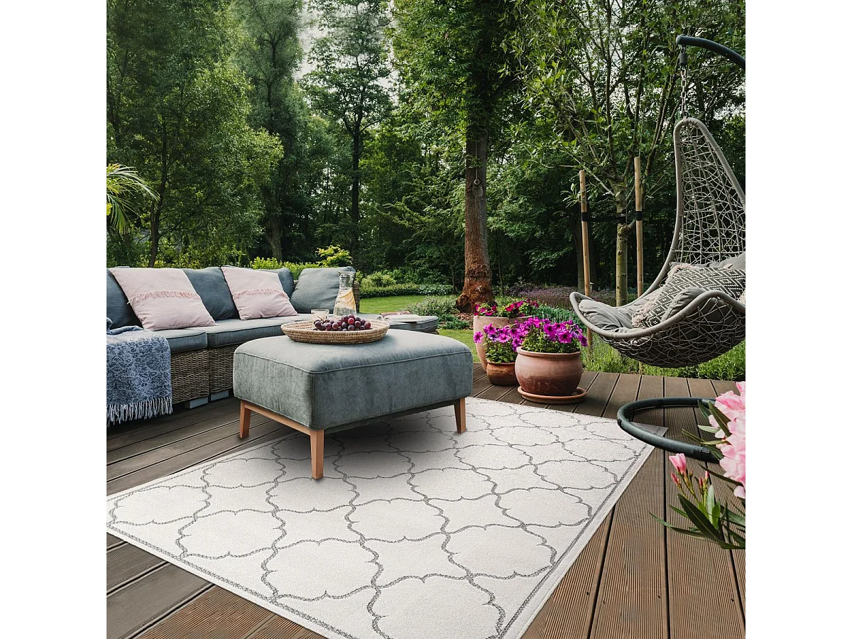 Tapis extérieur 80x150 tissé kilim crème KUMA