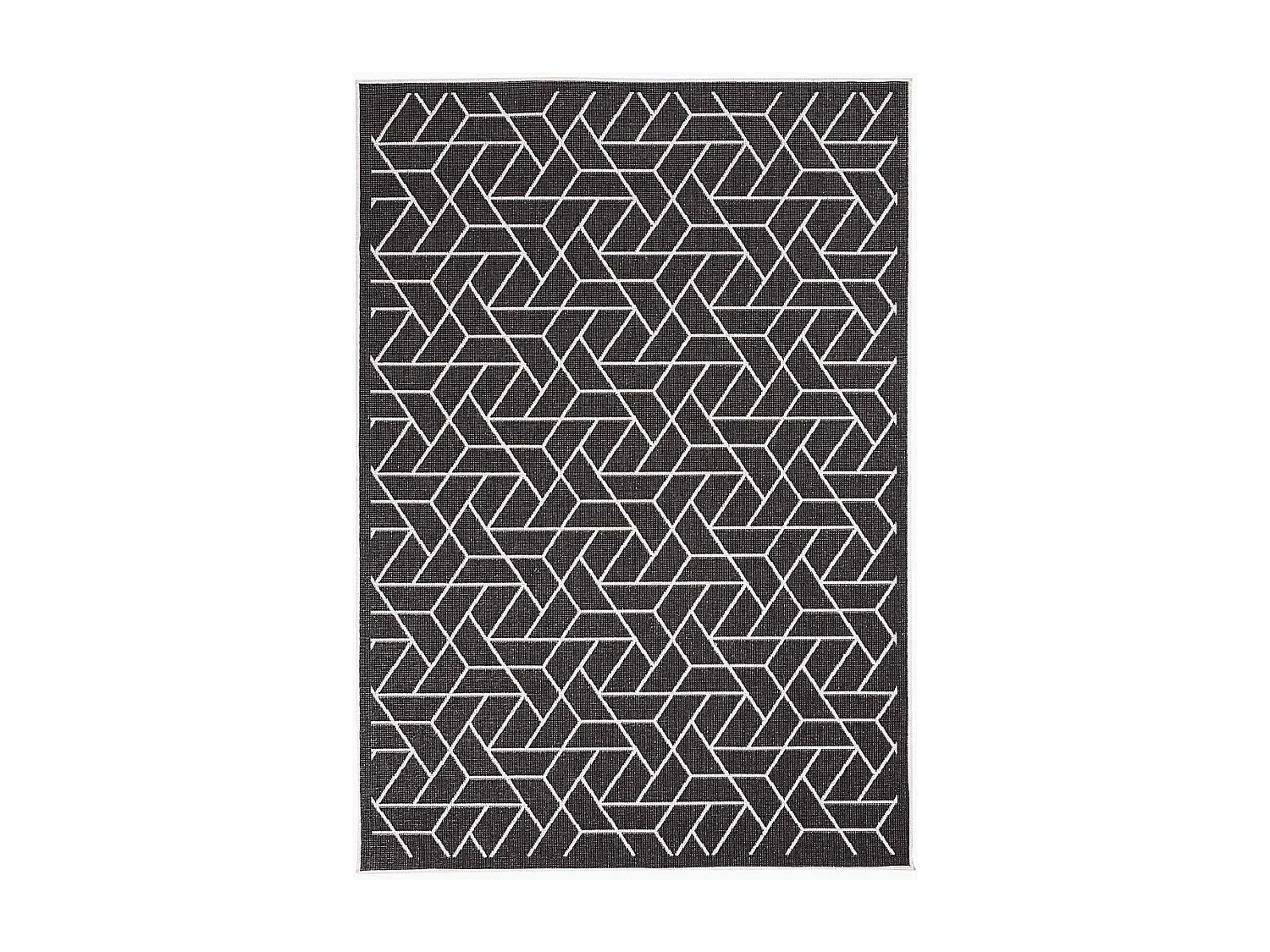 Tapis extérieur, kilim reversible 80x150 LYN2 R REVERSIBLE noir et crème